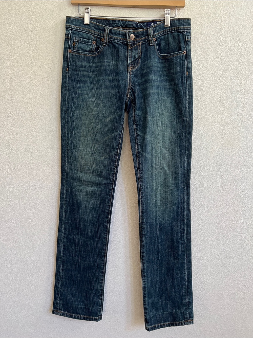 SEVEN7 Premium Y2K Short-Rise Straight-Leg Distressed Jeans Dark Wash Women's 28
